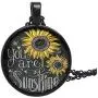 Sunflower Necklace You are My Sunshine Pendant Engraved Necklace - Locket Necklace for Women Girls with Nice Gift Sunflower Necklace You are My Sunshine Pendant Engraved Necklace - Locket Necklace for Women Girls with Nice Gift
