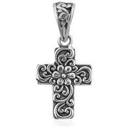 Shop LC Delivering Joy 925 Sterling Silver Flower Prayer Faith Cross Pendant Necklace Fashion Costume Promise Stylish Easter Gifts Jewelry for Women