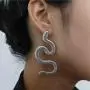 Olbye Snake Studs Earrings Silver Long Dangle Serpent Earrings Minimalist Earrings Special Jewelry for Halloween Women and Girls (Silver)