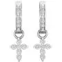 Dazzlingrock Collection 0.15 Carat (ctw) Round White Diamond Ladies Cross Religious Dangling Drop Earrings