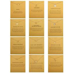 Subiceto 12 PCS Message Gift Card Necklaces for Women Anchor Compass Good Luck Elephant Pendant Necklace Friendship Valentines Gifts