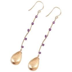 NOVICA Amethyst 22k Yellow Gold Plated .925 Sterling Silver Dangle Earrings Falling Drops