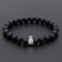 POSHFEEL Pineapple Charm Bracelets for Lovers Couple Black Matte Agate & White Howlite 8mm Beads Bracelet, 7.6''+7.2''