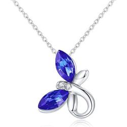 CDE Birthstone Butterfly Pendant Necklace Silver Tone/Gold Tone Necklace for Women 925 Sterling Silver Necklace Hypoallergenic Sparkling Crystals Birthday Valentines Day Jewelry Gifts for Wife Girl