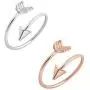 METTU Silver and Rose Gold Open Adjustable Love Arrow Ring for Girls