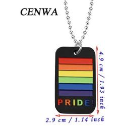 CENWA LGBT Gay Pride Rainbow Dog Tag Necklace Keychain LGBT Lesbian Jewelry Gift for Men Women