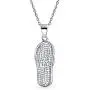 Blue Pink Rainbow Created Opal Sandal Flip Flop Pendant Necklace For Women Teen 925 Sterling Silver October Birthstone