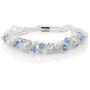 Gem Stone King 17 Inch White Cultured Freshwater Pearl & Blue Crystal Mash Necklace + Bracelet 6.5 Inch