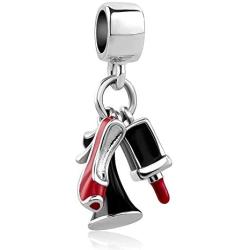 ShinyJewelry Red Heeled Shoes Lipstick Charm Bead for Bracelets