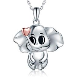 JZCOLOR Sterling Silver Elephant Necklace for Women - Cute Elephant Animal Pendant Jewelry Gift for Elephant Lover Valentine Jewelry for Teens Girls
