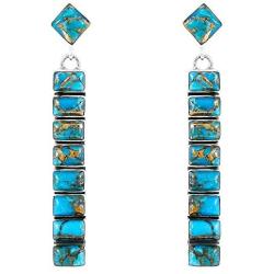 Turquoise Earrings 925 Sterling Silver & Genuine Turquoise (Choose Color)