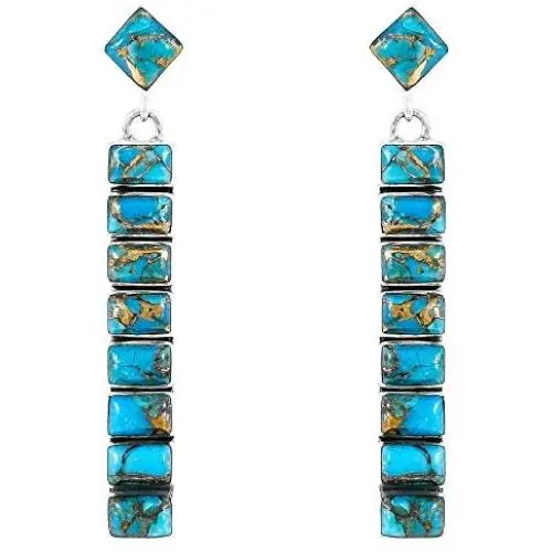 Turquoise Earrings 925 Sterling Silver & Genuine Turquoise (Choose Color) Turquoise Earrings 925 Sterling Silver & Genuine Turquoise (Choose Color)