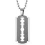 Bling Jewelry Personalize Hip Hop Biker Punk Rock Large Razor Blade Dog Tag Pendant Necklace for Men Black Silver Tone Stainless Steel 20 Inch