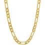 The Bling Factory 4mm-9mm 14k Yellow Gold Plated Flat Figaro Chain Necklace