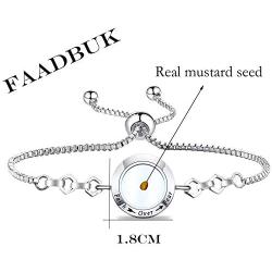 FAADBUK Christian Mustard Seed Bracelet Christian Gift Faith Over Fear Mustard Seed Jewelry Bracelet Religious Inspirational Gift for Women Girls