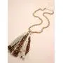 Miracle Collection Boho Handmade Knotted Glass with Leopard Fringe Statement Tassel Vintage Long Necklace Miracle Collection Boho Handmade Knotted Glass with Leopard Fringe Statement Tassel Vintage Long Necklace