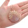 Top Plaza Healing Crystal Rose Quartz Stone Pendant Necklace Tree of Life Wire Wrapped Necklaces Handmade Reiki Gemstone Jewelry for Womens