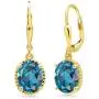 Gem Stone King 3.60 Ct Oval London Blue Topaz 18K Yellow Gold Plated Silver 27mm Length Dangle Earrings Gem Stone King 3.60 Ct Oval London Blue Topaz 18K Yellow Gold Plated Silver 27mm Length Dangle Earrings