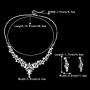 BriLove Womens Wedding Bridal Crystal Simulated Pearl Filigree Vine Y-Necklace Dangle Earrings Set