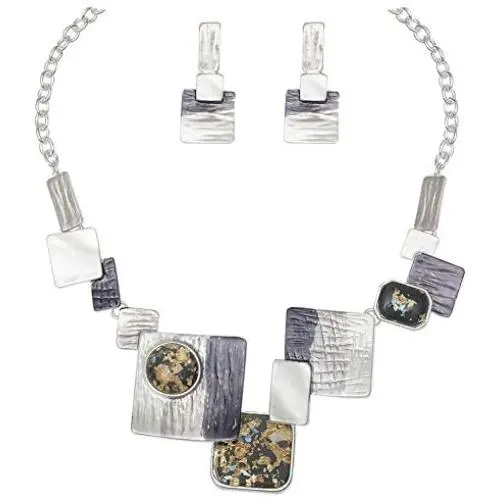 Vintage Statement Jewelry Set Bohemian Bib Necklace Earrings Prom Party Wedding Costume Accessories for Women Gifts