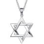 FANCIME White Gold Plated 925 Sterling Silver Polished Shiny Big Large Star Of David Pendant Necklace Silver Jewelry for Mens Boys, With 20 Inch Durable Lobster Clasp Rolo Chains