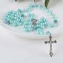 Rosary Catholic Necklace Pearl Bead Prayer Rosary Necklace Jewelry with Alloy Christian Vintage Cross