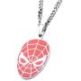 Marvel Comics Mens Stainless Steel Spider-Man Red Face Pendant with Chain Necklace, 22''