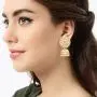 Aheli Handcrafted Traditional Wedding Wear Faux Kundan Studded Floral Enamel Jhumka Jhumki Earrings Indian Ethnic Fashion Jewelry for Women Girls