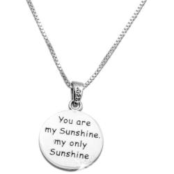Sterling Silver You are My Sunshine My only Sunshine Necklace (18'' Chain Included)