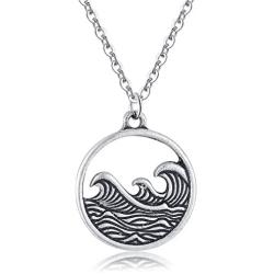 Rosa Vila Vintage Round Wave Necklace, Ocean Jewelry for Women, Ocean Necklace, Go with The Waves Beachy Necklaces