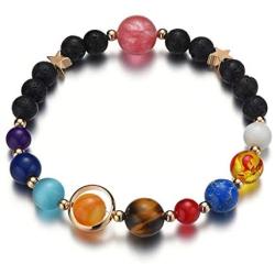 Menglina Women Stone Bead Charm Bracelet Universe Galaxy the Eight Planets Nine Planets in the Solar System Guardian Star Bracelets