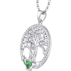 JO WISDOM Women Necklace,925 Sterling Silver Tree of Life Yggdrasil Pendant Necklace with AAA Cubic Zirconia