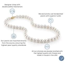 White Japanese Akoya Saltwater Cultured Pearl Necklace for Women in 18 Inch Length with 14K Gold - THE PEARL SOURCE