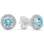 Sterling Silver Round Cut Aquamarine Ladies Stud Earrings Stone size is 5mm