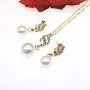 Fashion Love Heart and Faux Pearl Crystal Jewelry Set Gold Plated Water Drop Pendant Necklace and Stud Post Dangle Earrings for Women Ladies Gifts