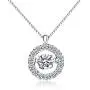 ZowBinBin Necklace Sterling Silver Dancing Cubic Zirconia Pendant Necklace Gifts for Women, Men and Girls