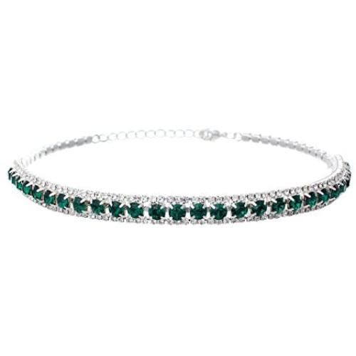 Rosemarie Collections Womens Triple Row Crystal Statement Choker Necklace