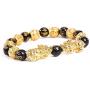 4Pcs Pi Xiu Pi Yao Feng Shui Bracelets Five Element Chinese Zodiac Black Obsidian Prosperity Good Luck Wealth Dragon Bangle Adjustable Elastic for Women Men Jewelry