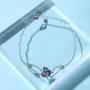 AOBOCO I Love You Jewelry Sterling Silver Heart Bracelet, Blue Purple Crystal from Austria, Fine Jewelry Gifts for Women
