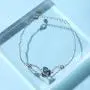 AOBOCO I Love You Jewelry Sterling Silver Heart Bracelet, Blue Purple Crystal from Austria, Fine Jewelry Gifts for Women