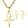 U7 Egyptian Jewelry Set Stainless Steel Ankh Cross or Queen Head Necklace Earrings Set for Women U7 Egyptian Jewelry Set Stainless Steel Ankh Cross or Queen Head Necklace Earrings Set for Women