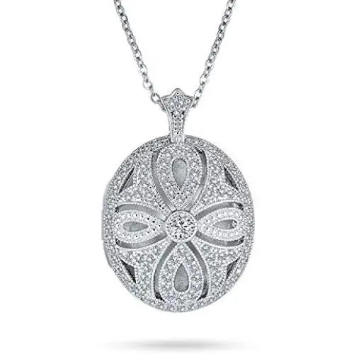 Bling Jewelry Engravable Keepsake Vintage Style Filigree Infinity Cross Perfume Essential Oil Diffuser Oval Locket Necklace for Women Bling Jewelry Engravable Keepsake Vintage Style Filigree Infinity Cross Perfume Essential Oil Diffuser Oval Locket Necklace for Women