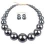 HSQYJ Simple Large Big Simulated Pearl Statement Necklace Earring Set Faux Big Pearl Choker Drop Dangle Hook Earring Fashion Costume Jewelry for Girl Women Lady