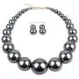 HSQYJ Simple Large Big Simulated Pearl Statement Necklace Earring Set Faux Big Pearl Choker Drop Dangle Hook Earring Fashion Costume Jewelry for Girl Women Lady