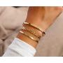 U/D Gold Plated Snake Chain Necklace Bracelet 5MM Flat Herringbone Choker Dainty Adjustable 16Inch Necklace for Women