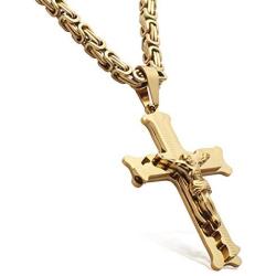 WESTMIAJW Stainless Steel Jesus Cross Pendant Necklace Chains Jewelry for Men Boy 45/50/55/60/65/70/75cm