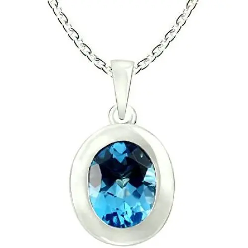 RB Gems Sterling Silver 925 Pendant Necklace Genuine GEMS Oval 10x8 mm Bezel-Set Rhodium-Plated Finish RB Gems Sterling Silver 925 Pendant Necklace Genuine GEMS Oval 10x8 mm Bezel-Set Rhodium-Plated Finish