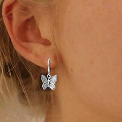 ROSTIVO Butterfly Earrings for Women and Girls Dangle Earrnigs for Women Mini Dainty Earrings (Silver)