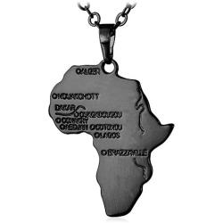U7 Hip Hop Jewelry 22'' Long Chain Platinum/Rose Gold/Black Gun/18K Gold Plated African Map Pendant Necklace,Men Women Gift