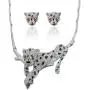 EVER FAITH Silver-Tone Leopard Necklace Earrings Set with Clear Austrian Crystal EVER FAITH Silver-Tone Leopard Necklace Earrings Set with Clear Austrian Crystal